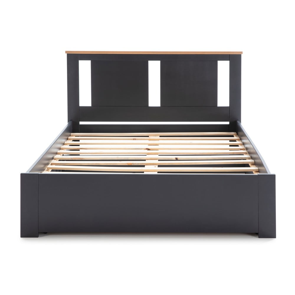 Antracytowe łóżko dwuosobowe Marckeric Enara, 140x190 cm