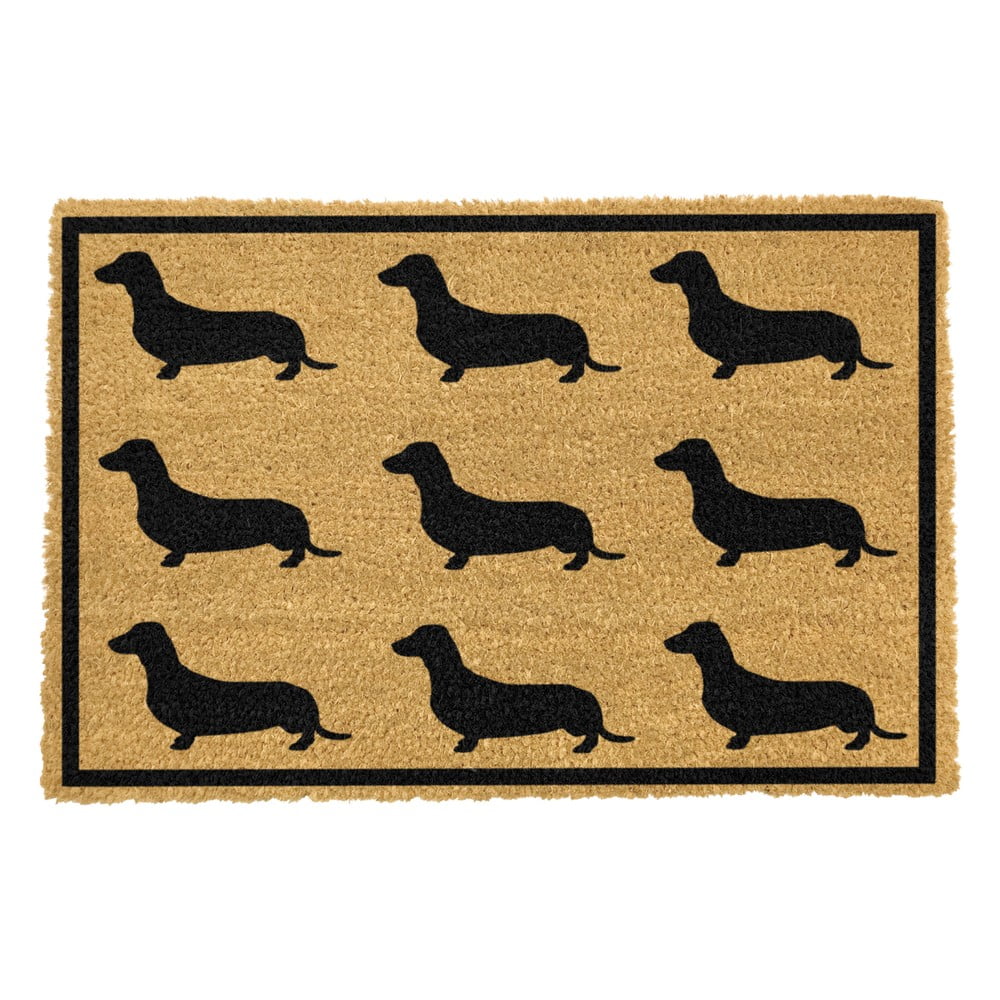 Wycieraczka z naturalnego włókna kokosowego Artsy Doormats Dachshund, 40x60 cm