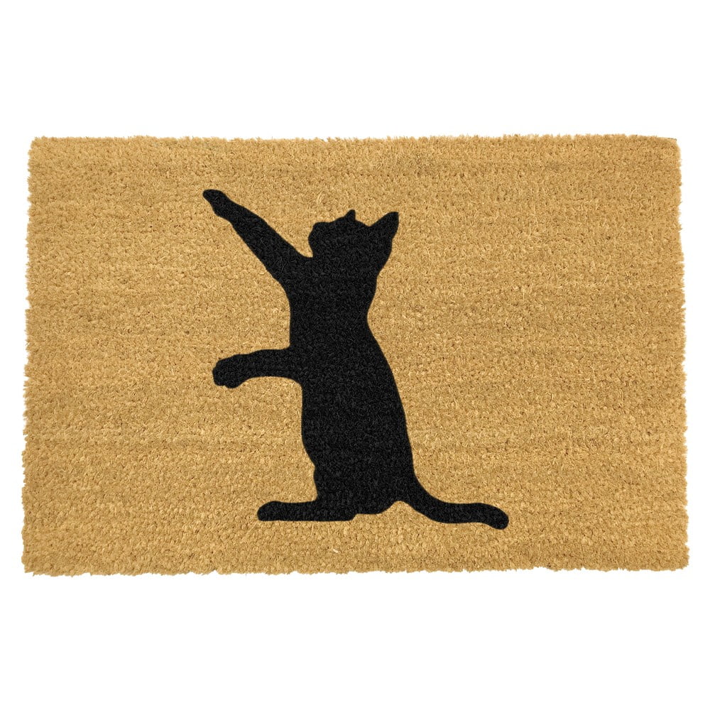 Wycieraczka z naturalnego kokosowego włókna Artsy Doormats Cat, 40x60 cm