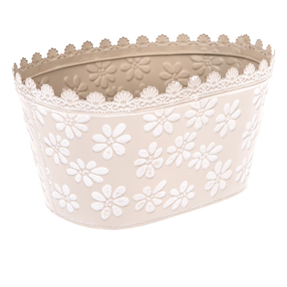 Różowa metalowa doniczka Dakls Daisy, wys. 14,5 cm