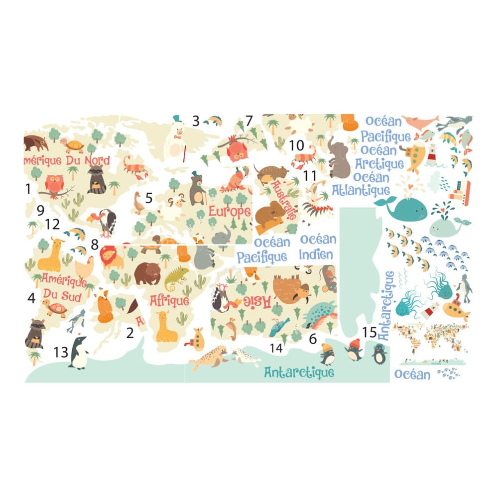 Naklejka ścienna Ambiance Pastel World Map