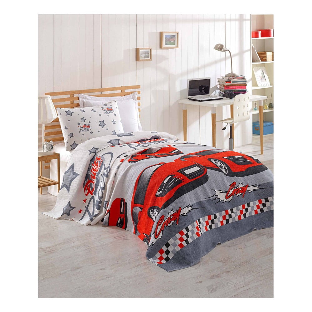 Dziecięca narzuta bawełniana Eponj Home Cars, 160x235 cm