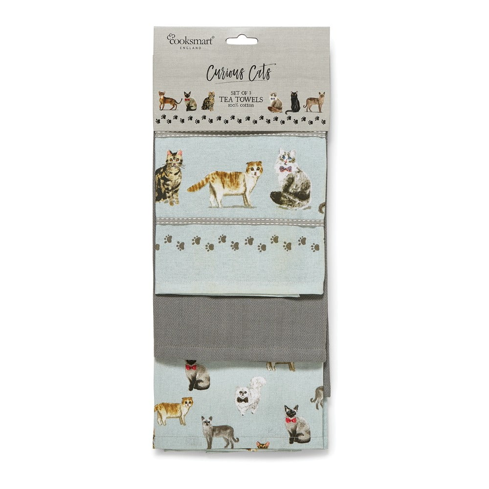 Zestaw 3 ścierek kuchennych Cooksmart ® Curious Cats
