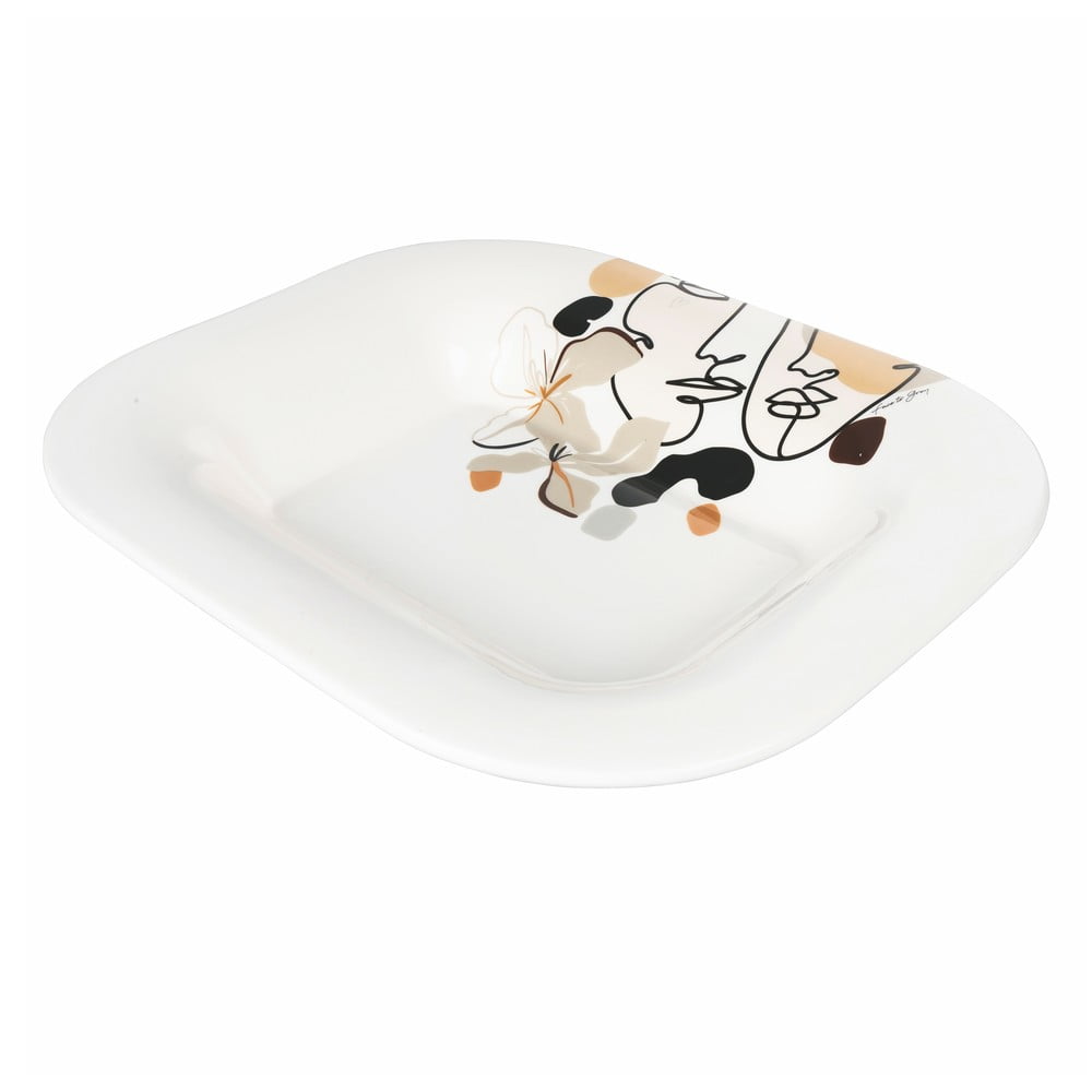 Ceramiczny talerz do serwowania Villa d'Este Face to Grey, 43,5 x 35,5 cm