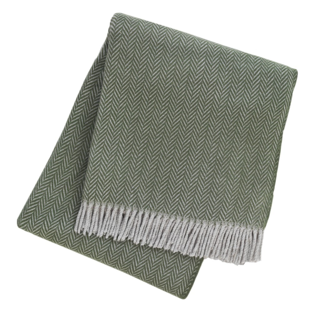 Zielony pled z domieszką bawełny Euromant Skyline, 140x180 cm