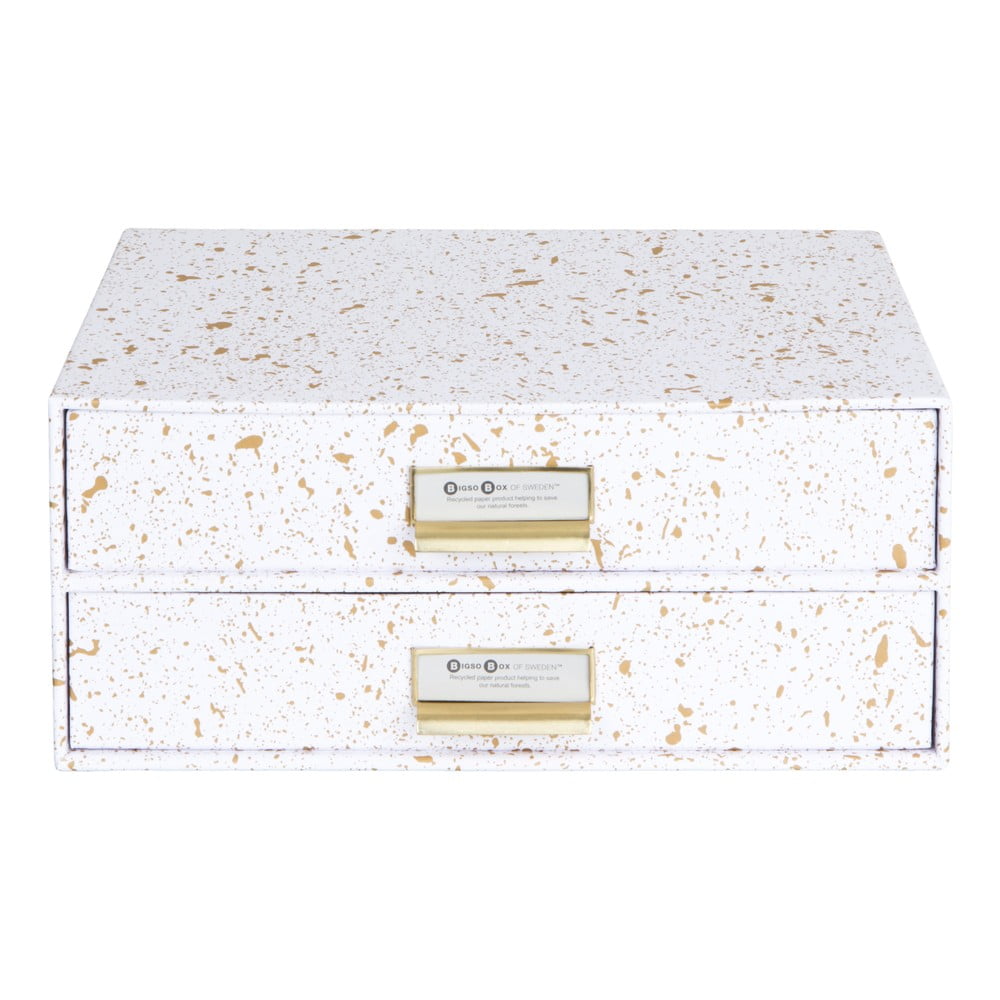 Organizer z 2 szufladkami w biało-złotym kolorze Bigso Box of Sweden Birger