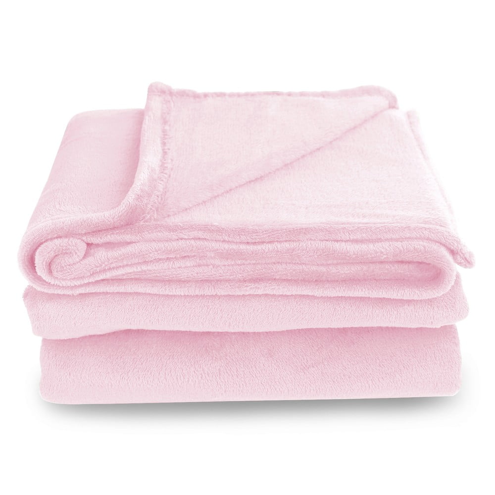 Jasnoróżowy koc z mikrowłókna Decoking Mic, 200x220 cm