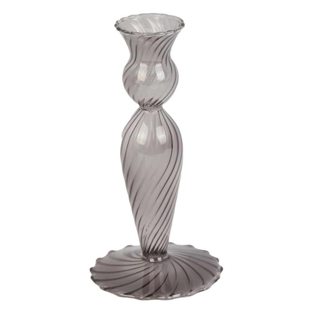 Szary szklany świecznik PT LIVING Swirl, wys. 17 cm