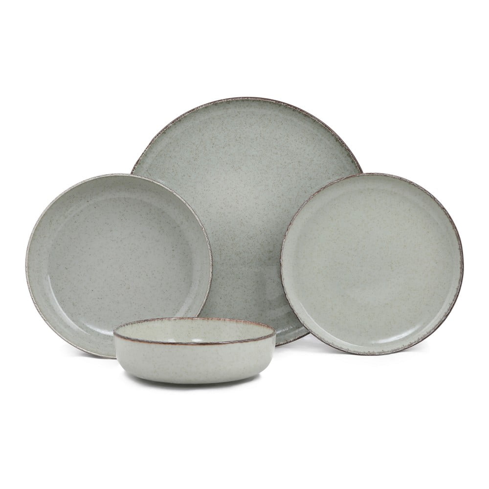 24-częściowy zestaw zielonych porcelanowych naczyń Kütahya Porselen Pearl