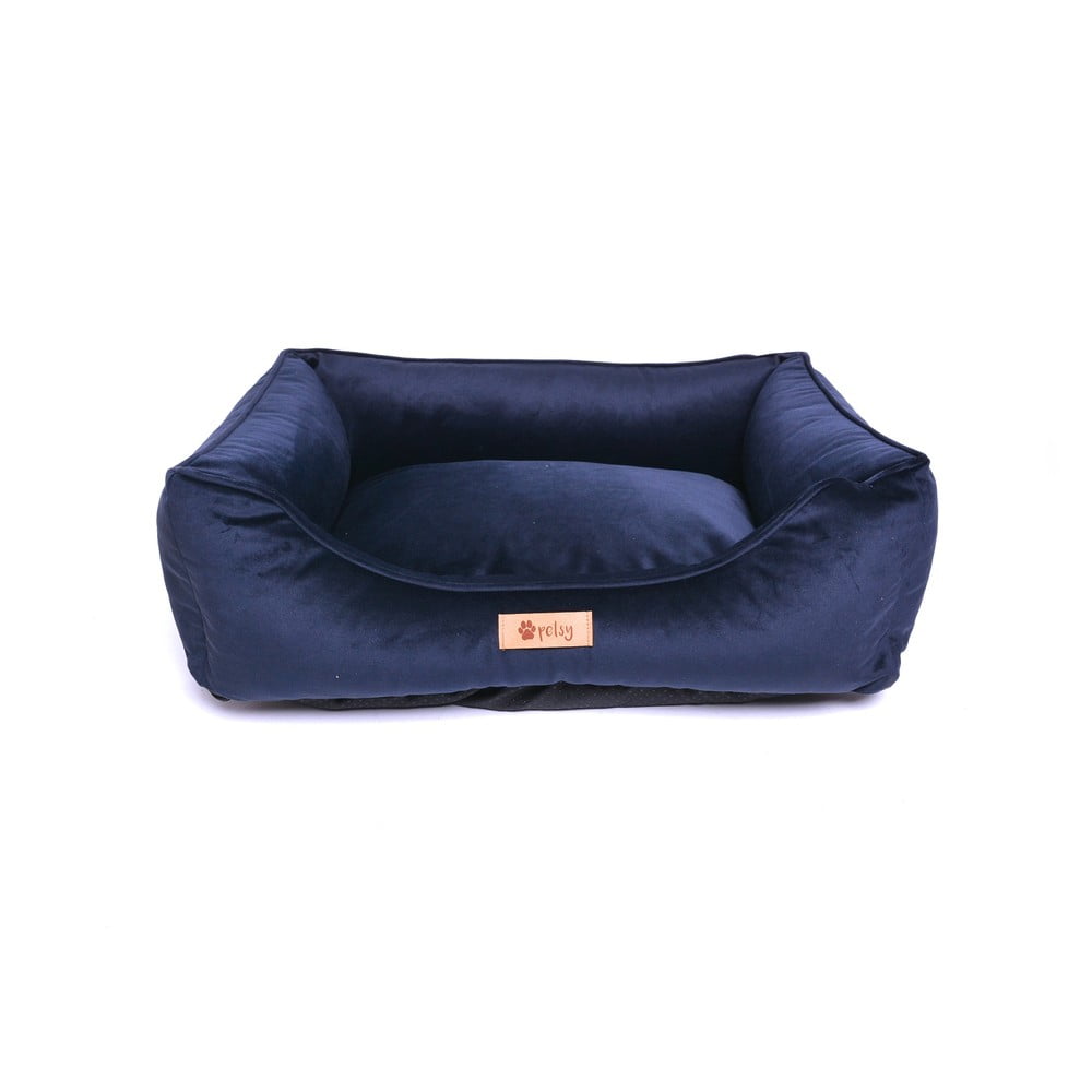 Granatowe aksamitne legowisko 55x42 cm Royal – Petsy