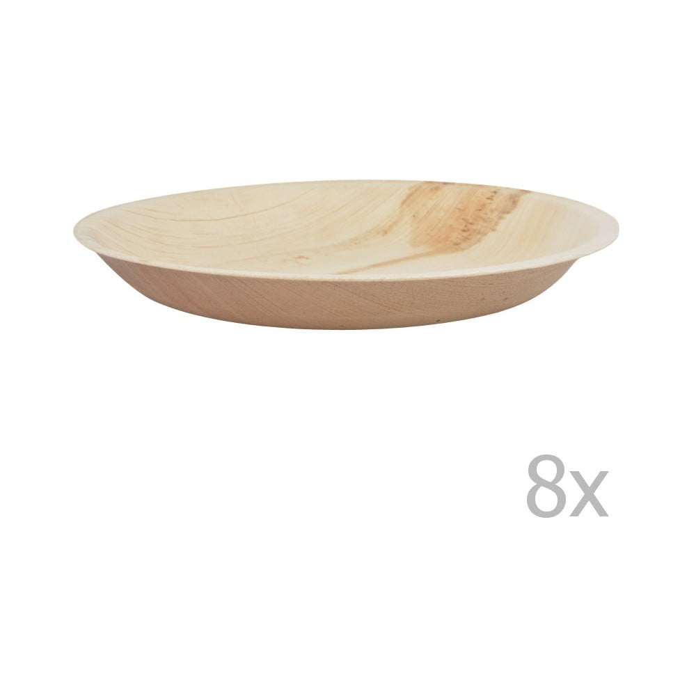 Zestaw 8 jednorazowych talerzyków z liści palmowych Esschert Design, ⌀ 17 cm