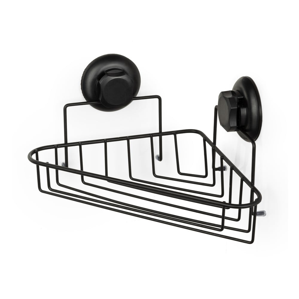 Czarna samoprzylepna narożna półka pod prysznic Compactor Bestlock Black Corner Rack 1 Shelf