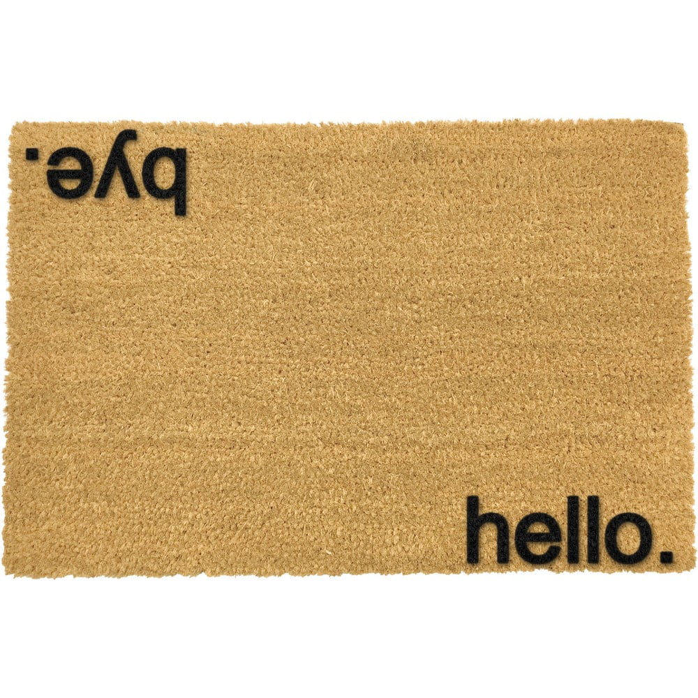 Wycieraczka z naturalnego kokosowego włókna Artsy Doormats Hello, Bye, 40x60 cm