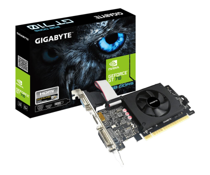 Gigabyte GV-N710D5-2GIL NVIDIA 2 GB GeForce GT 710 GDDR5 PCI-E 2.0 x 8 HDMI ports quantity 1 Memory clock speed 5010 MHz DVI-D ports quantity 1 Processor frequency 954 MHz