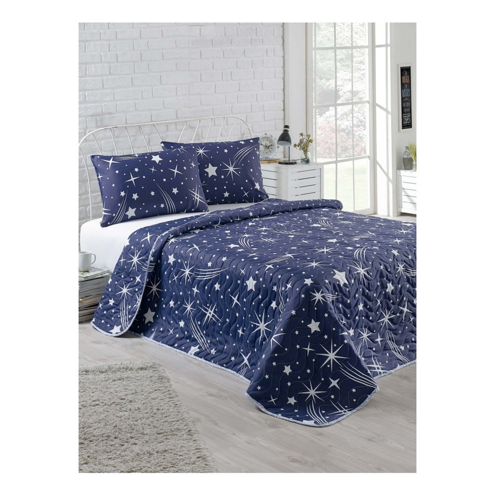 Narzuta pikowana z 2 poszewkami na poduszki Polle, 200x220 cm