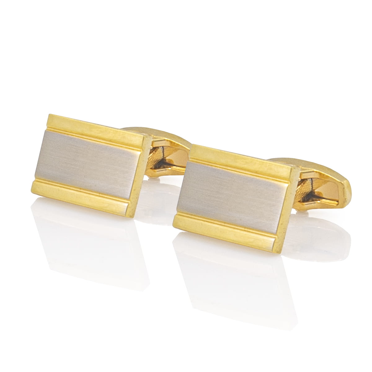 Spinki do mankietów prostokątne kolorze złoto-srebrnym EM 48 - EM Men's Accessories