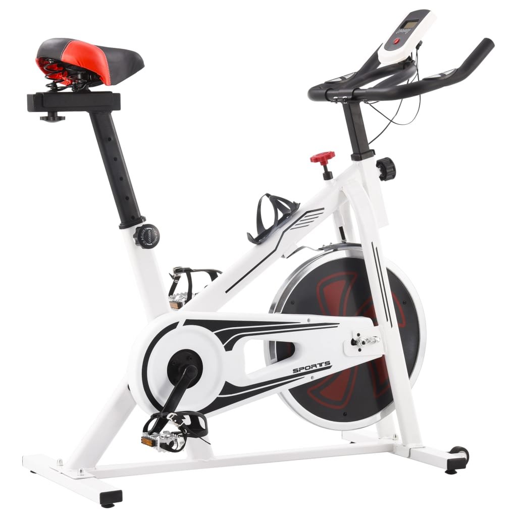 VidaXL Rower spinningowy do ćwiczeń, z pomiarem pulsu, biało-czerwony 92136 VidaXL
