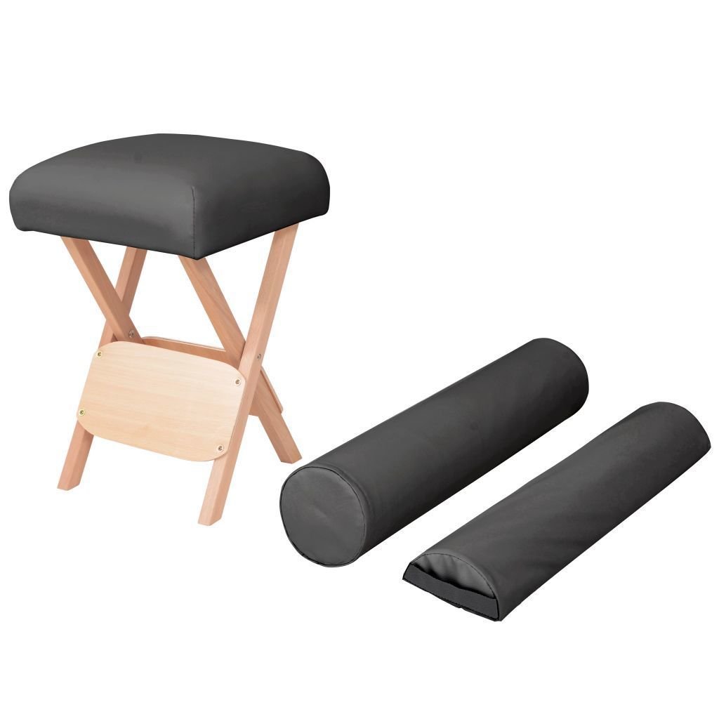 vidaXL Składany stołek do masażu z 2 wałkami, grubość siedziska 12 cm vidaXL