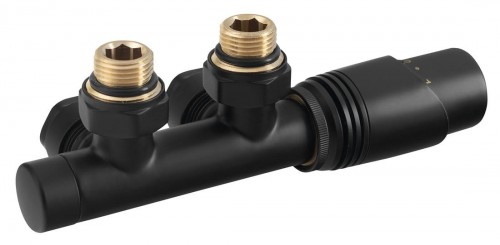 BRUCKNER Zawór przyłączeniowy WICHER termostatyczny zespolony uniwersalny rozstaw 50 mm kolor czarny mat 600.311.6
