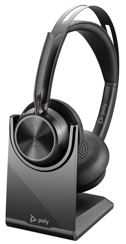 Poly Voyager Focus 2 VFOCUS2 C bezprzewodowy zestaw słuchawkowy stereo z USB-C, ze stacją ładującą