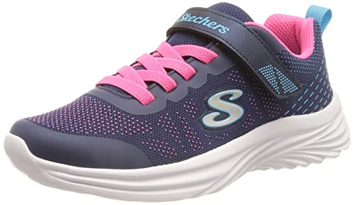 Skechers Sneakersy chłopięce Dyna-lights, Granatowa różowa siatka Multi Trim, 10 UK Child