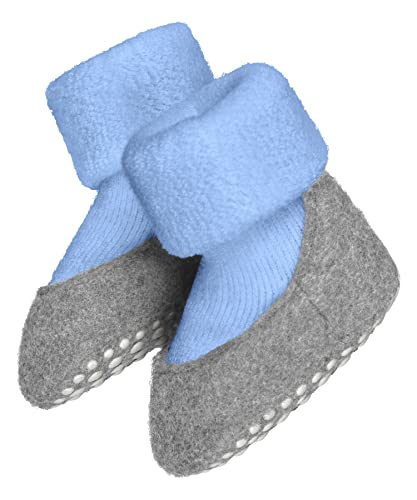 FALKE Unisex Baby Baby Cosyshoe Pantofle Skarpety ze Wełna Niebieski Biały Więcej Kolorów Grube Ciepłe Zwykłe Z Nadrukiem Silikonowe Wypustki Na Podeszwie Dla Ulepszonego Uchwytu 1 Para