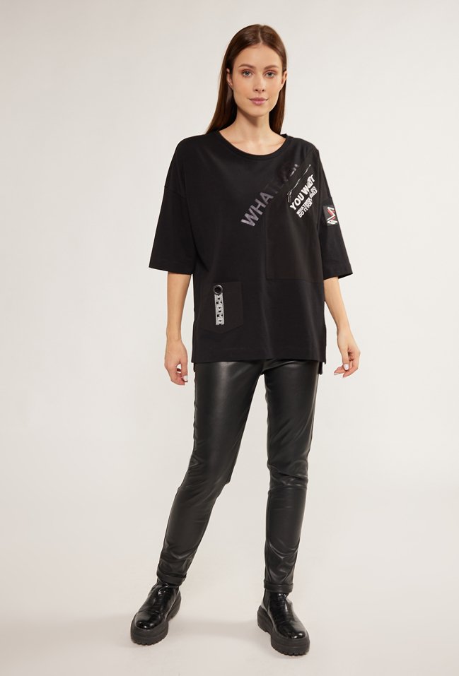 Bawełniany t-shirt w sportowym stylu - Monnari