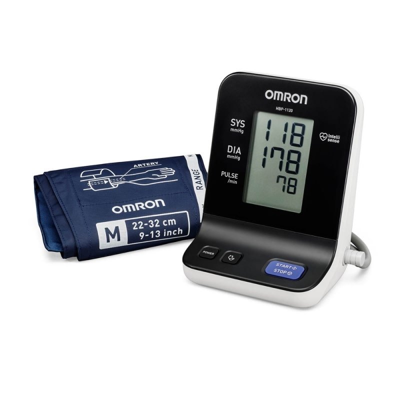 Omron Ciśnieniomierz HBP-1120 Ciśnieniomierz mierzy metodą oscylometryczną lub osłuchową TOW012164