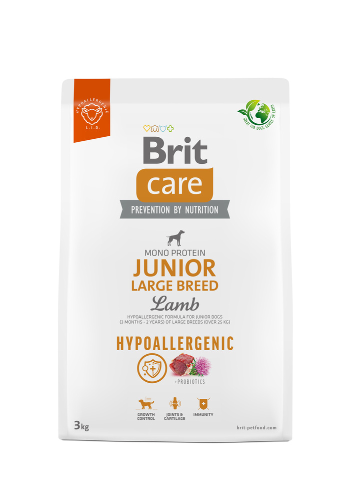 BRIT CARE Dog Hypoallergenic Junior Large Breed Lamb 3kg