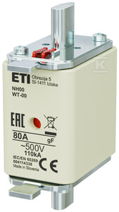 Wkładka bezpiecznikowa - NH00/WT-00 gF 80A/500V - szybka