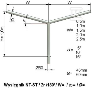 Wysięgnik NT ST 2 ram. 1,0 m, 15st, fi 60