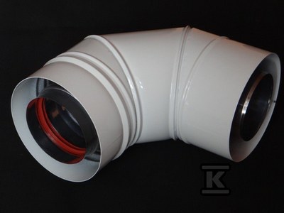 Kolano kominowe DN 60/100, 90 st powietrzno-spalonowe białe do kotłów kondensacyinychi turbo