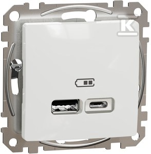 Schneider Electric Gniazdo ładowania USB A+C 2,4A, biały SEDNA DESIGN
