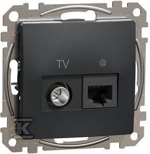 Schneider Electric Gniazdo komputerowe-TV (kat.6 UTP), czarny antracyt SEDNA DESIGN
