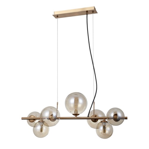 Canello lampa wisząca 7-punktowa mosiądz/bursztynowy PND-406007-7-HBR