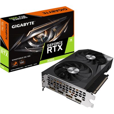 Graphics Card|GIGABYTE|NVIDIA GeForce RTX 3060|12 GB|GDDR6|192 bit|PCIE 4.0 16x|Memory 15000 MHz|GPU 1792 MHz|2xHDMI|2xDisplayPort|GV-N3060WF2OC-12GD