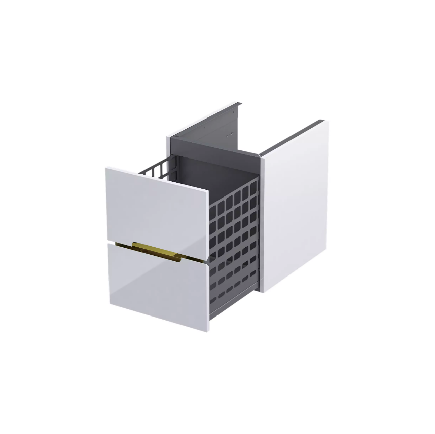 ORISTO SILVER UNI Szafka niska boczna 40 cm, biały połysk, z listwą w kolorze złotym - OR33-SD1S-40-1-V5