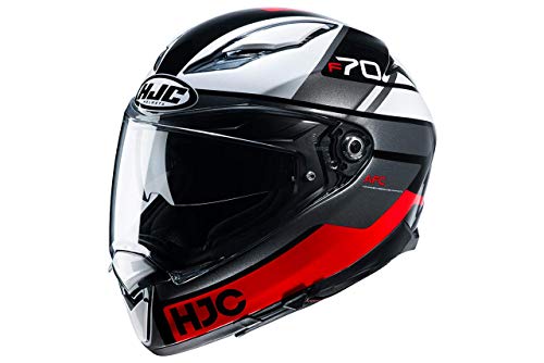 HJC pełny kask motocyklowy F70 Tino MC1 czarny biały czerwony XL