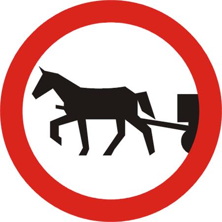 Znak drogowy zakazu B-8 Zakaz wjazdu pojazdów zaprzęgowych