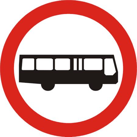 Znak drogowy zakazu B-3A Zakaz wjazdu autobusów