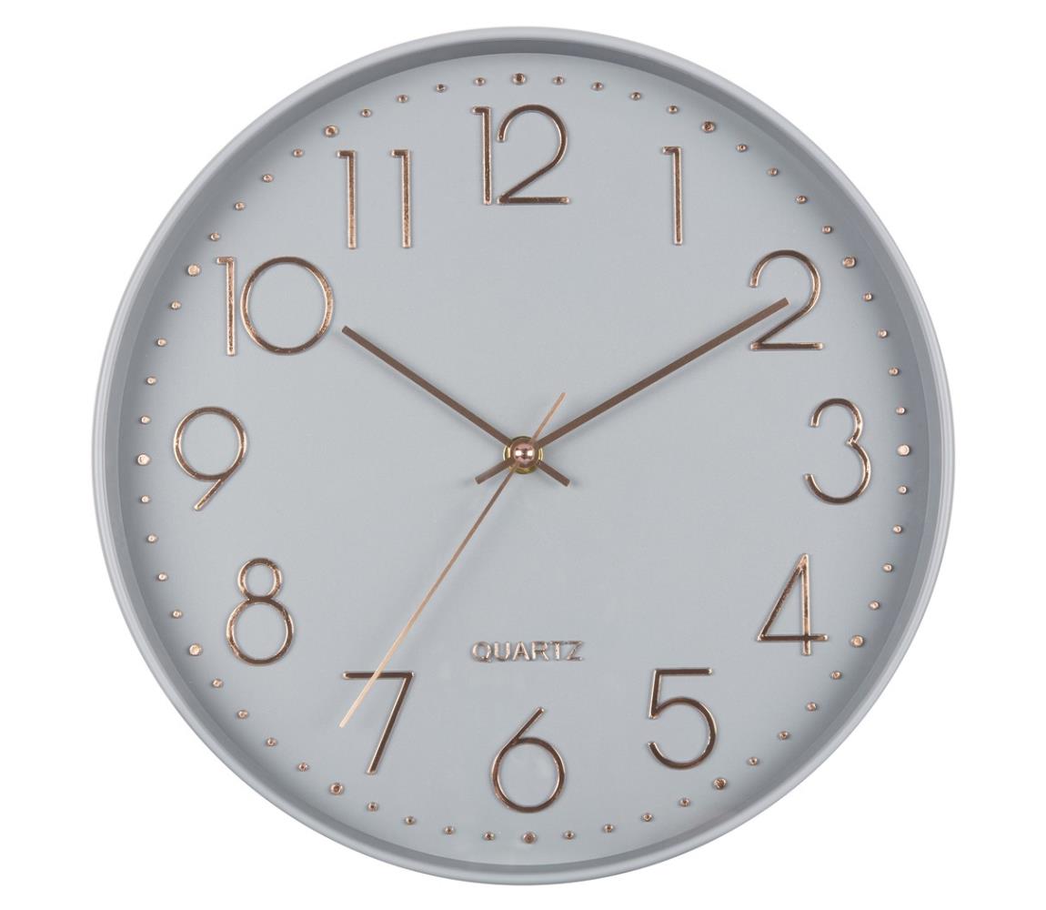 Zegar ścienny 1xAA 29 cm szary/różowe złoto