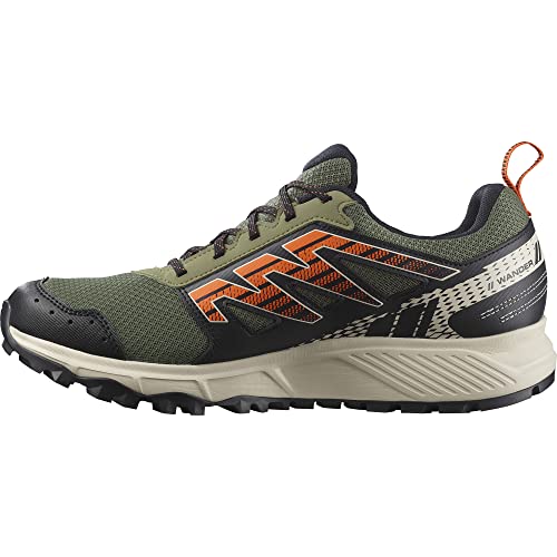 Salomon Męskie buty trekkingowe Gore-TEX Hiking Shoe, ciemnozielone/Rainy Day/Scarlet Ibis, 41 1/3 EU, Deep Lichen Green Rainy Day Scarlet Ibis, 41 1/3 EU