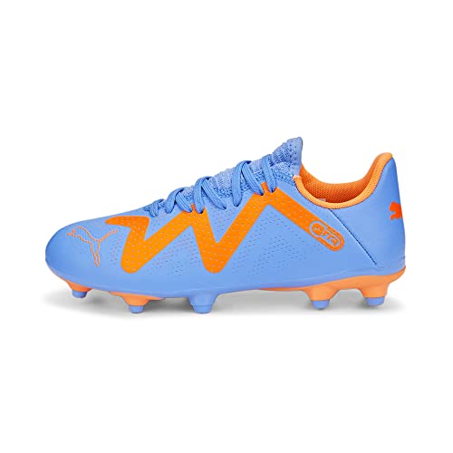 PUMA Future Play FG/AG JR buty piłkarskie, niebieski, błyszczący, biały, pomarańczowy, 45 EU