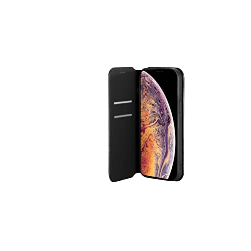 Etui Portfel czarne kompatybilne z iPhone XS - Etui z klapką - Etui z klapką - Pokrowiec z przechowywaniem na karty - Ochrona antywstrząsowa
