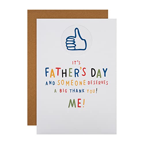 Hallmark Kartka na Dzień Ojca - zabawny wzór tekstu z odznaką Thumbs Up