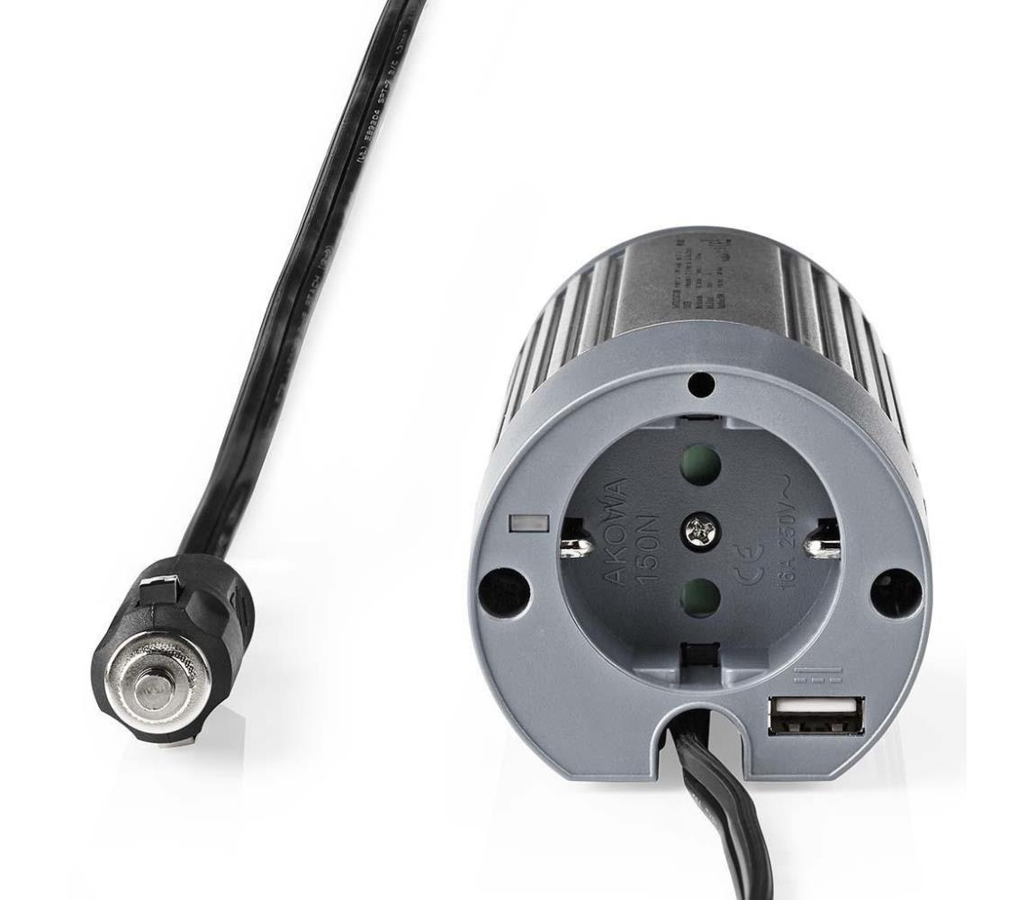 Nedis PIMS10024 - Przetwornica napięcia 100W/24/230V + USB