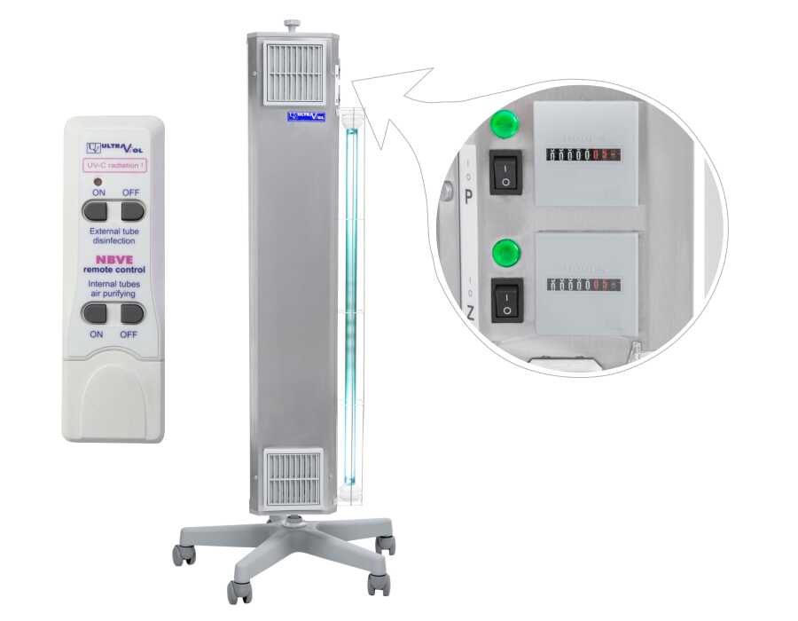 NBVE-110/55PL RC 2-funkcyjna lampa bakteriobójcza przepływowa mobilna z pilotem i licznikami