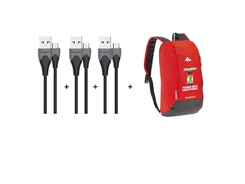 Energizer - Zestaw 3 kabli Micro-USB 1,2 m - Ładowanie i synchronizacja (2,4 A/480 Mbps) do telefonów komórkowych + Plecak 10L