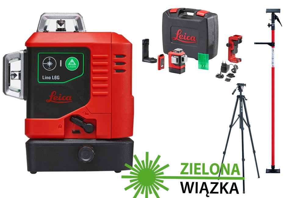 Laser płaszczyznowy Leica Lino L6G - ZE STATYWEM I TYCZKĄ