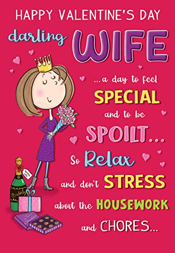 Piccadilly Greetings Zabawna kartka walentynkowa Darling Wife - 23 x 15 cm